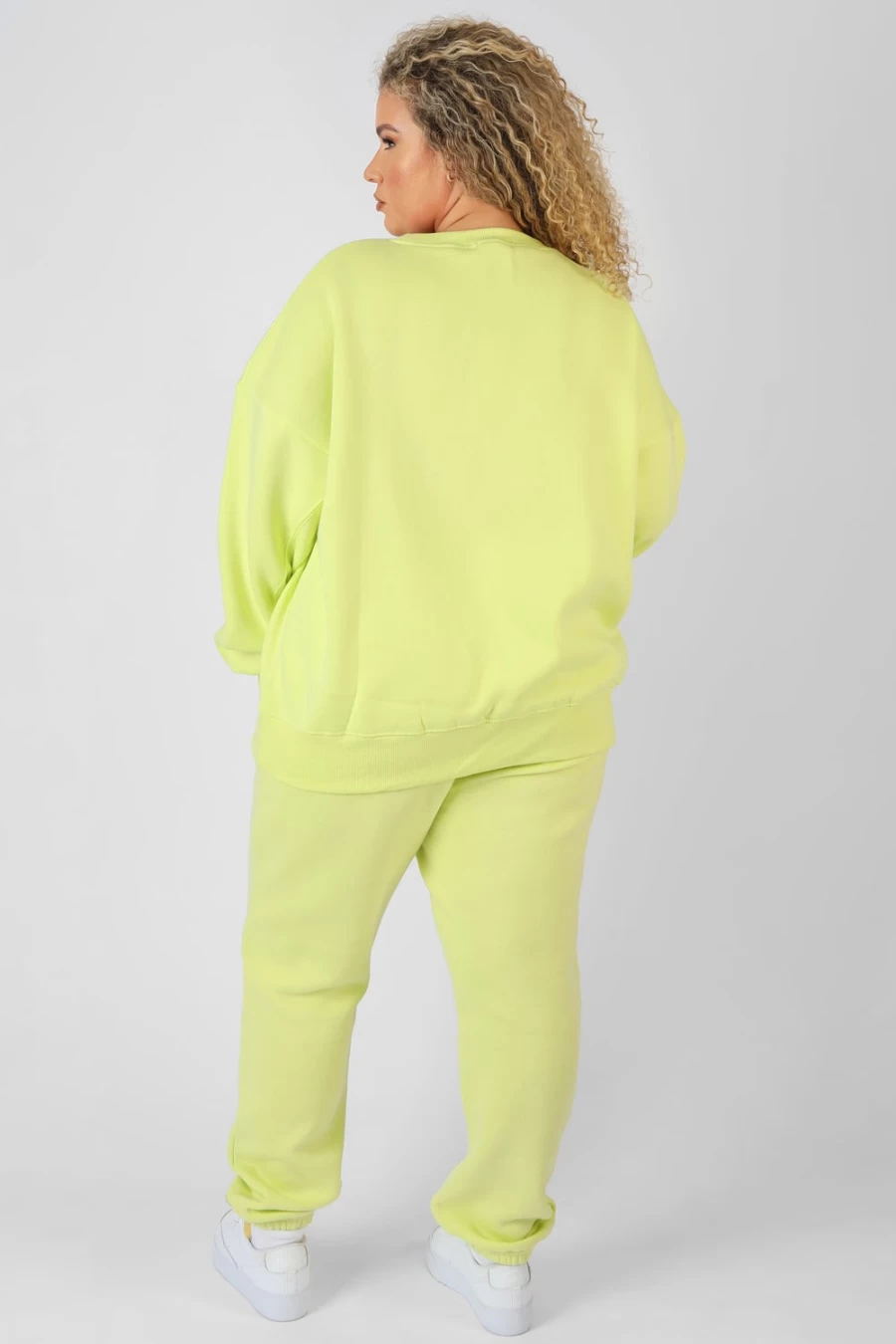 "Public Desire Women's Lime Oversized Sweatshirt with Curve Text Detail"