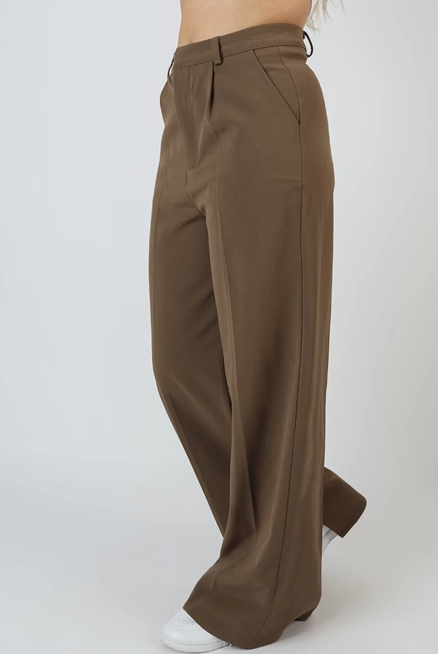 Public Desire Women's Brown Wide Leg Split Hem Tailored Trousers