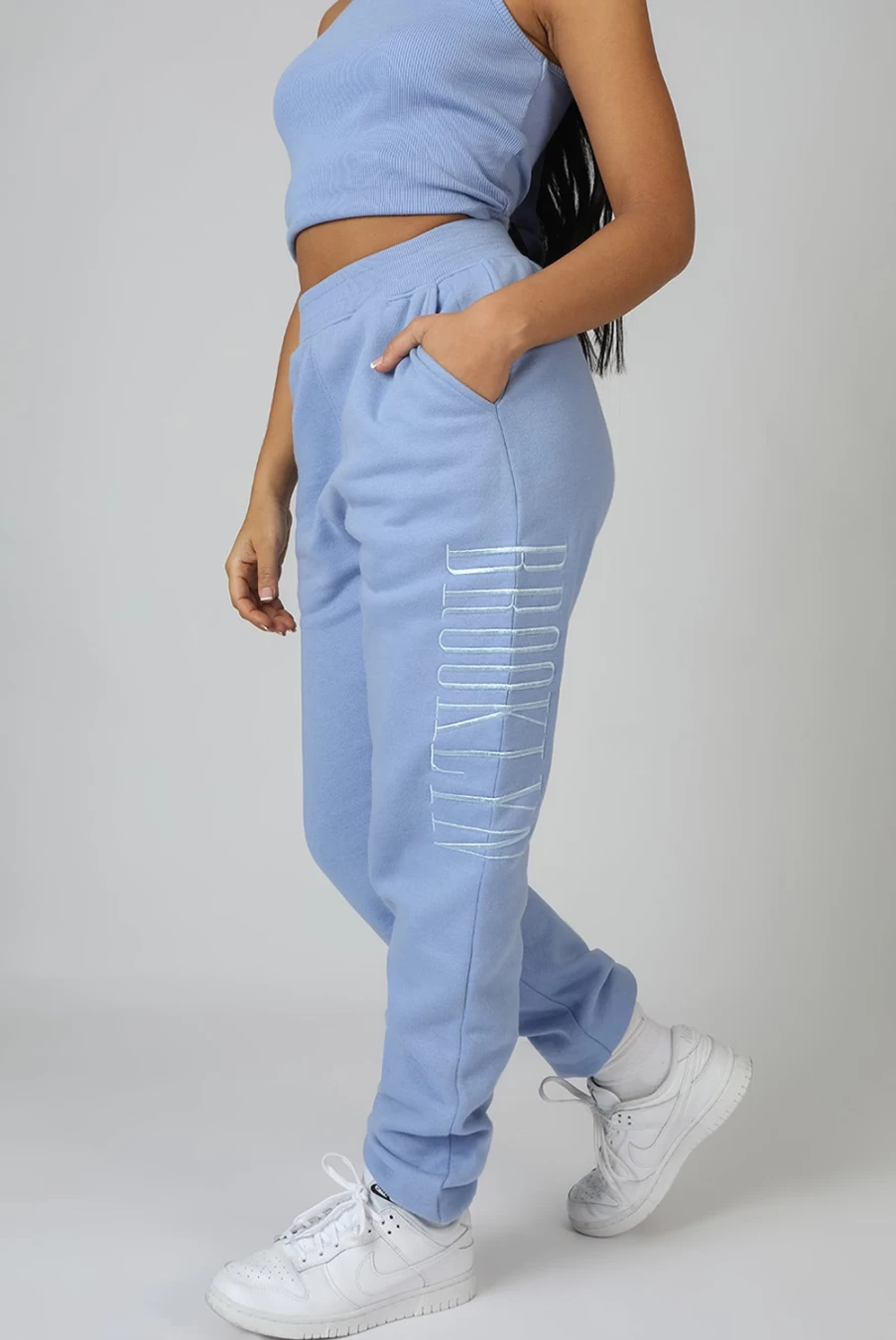 Public Desire Women's Bluebell Brooklyn Embroidered 90's Joggers - Vintage Style Sweatpants