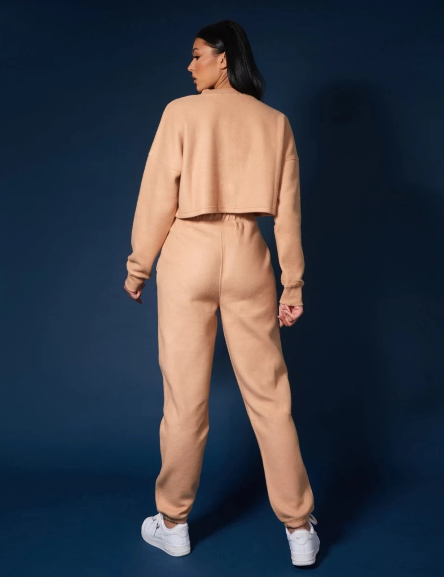 Public Desire Women's Kaiia Fluffy 90S Joggers in Camel - Retro High-Waisted Comfort Pants