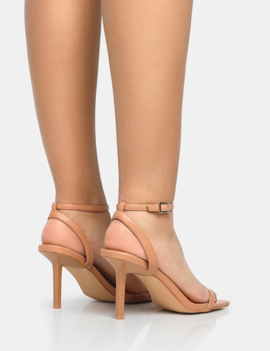 Public Desire Women's Nude Yara Pu Barely There Mid Stiletto Heels