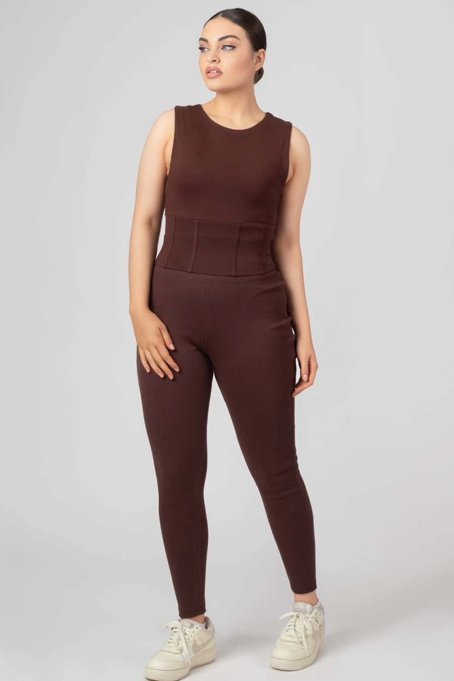 Public Desire Women's Brown Corset Detail Top Chocolate - Stylish Vintage-Inspired Blouse