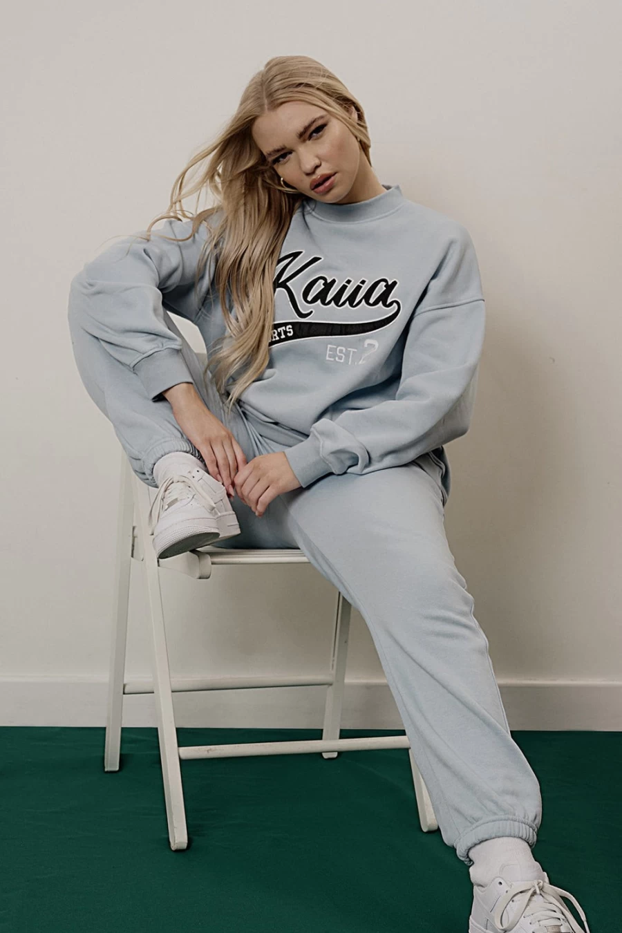 Public Desire Women's Blue 90'S Varsity Joggers Ice - Retro High-Waisted Casual Sweatpants