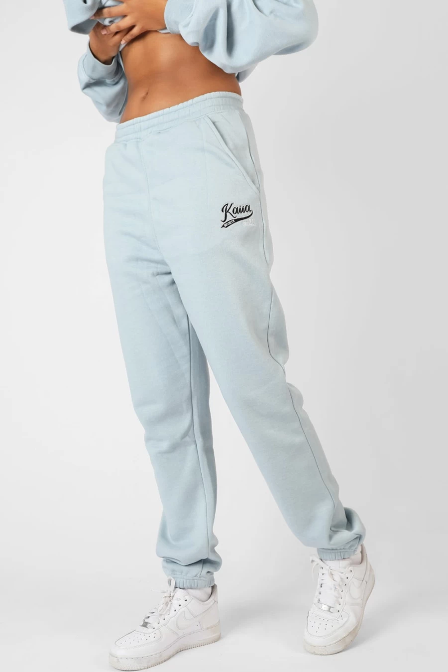 Public Desire Women's Blue 90'S Varsity Joggers Ice - Retro High-Waisted Casual Sweatpants