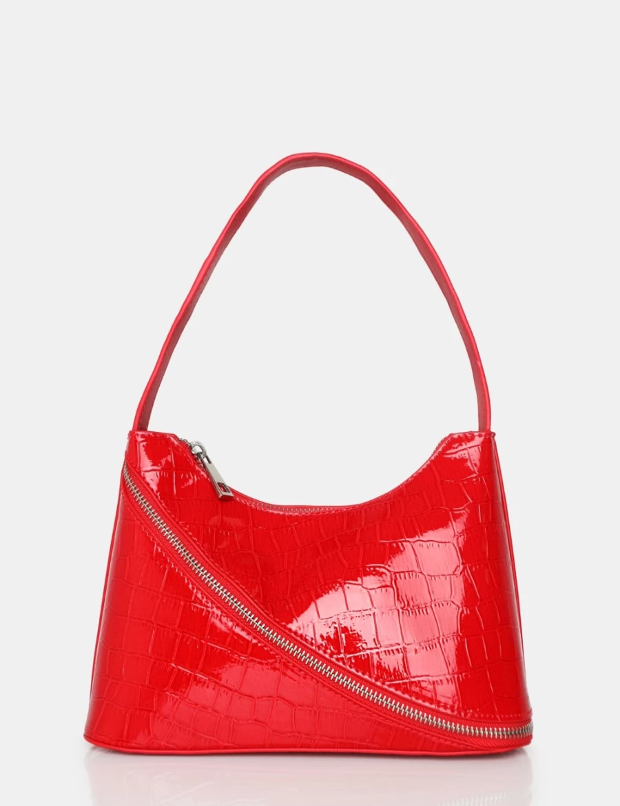 Public Desire Women's Alba Red Crocodile Embossed Handbag