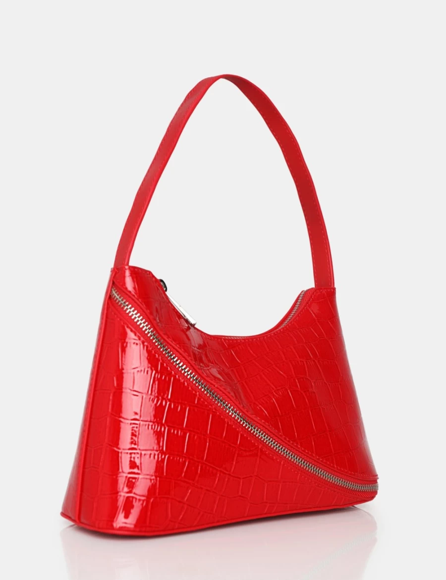 Public Desire Women's Alba Red Crocodile Embossed Handbag