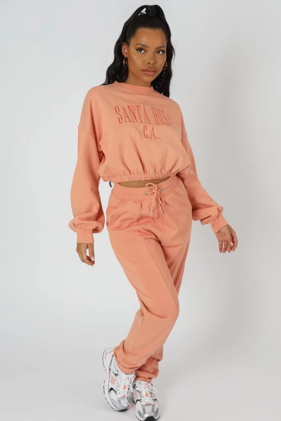 Public Desire Women's Peach Seam Front 90S Joggers - High Waisted Casual Sweatpants