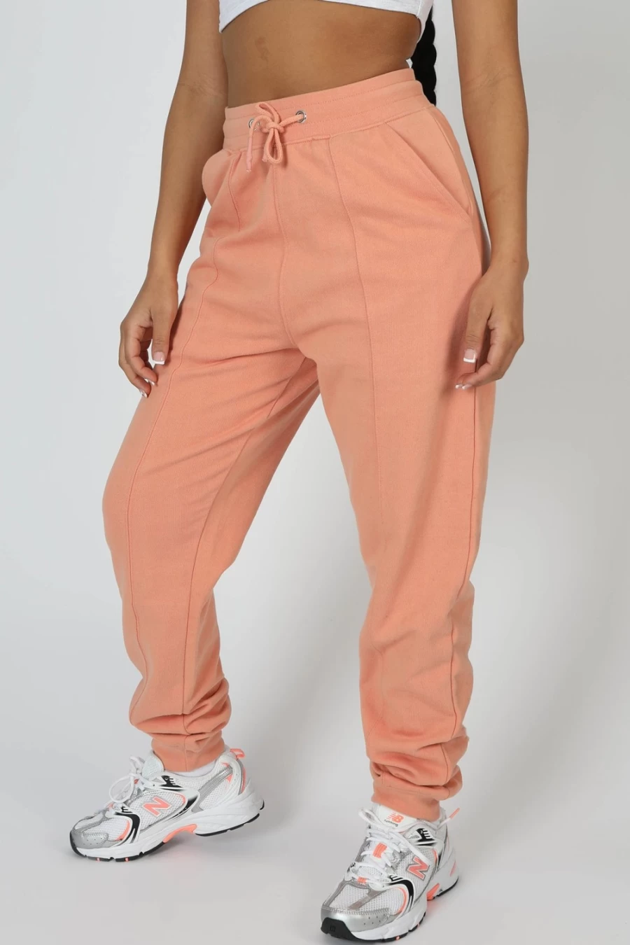Public Desire Women's Peach Seam Front 90S Joggers - High Waisted Casual Sweatpants