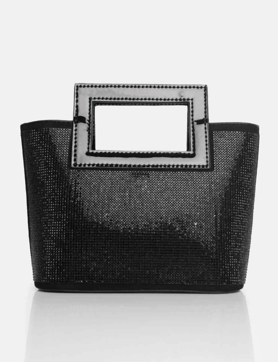 Public Desire Women's Black Lustre PU Diamante Handbag