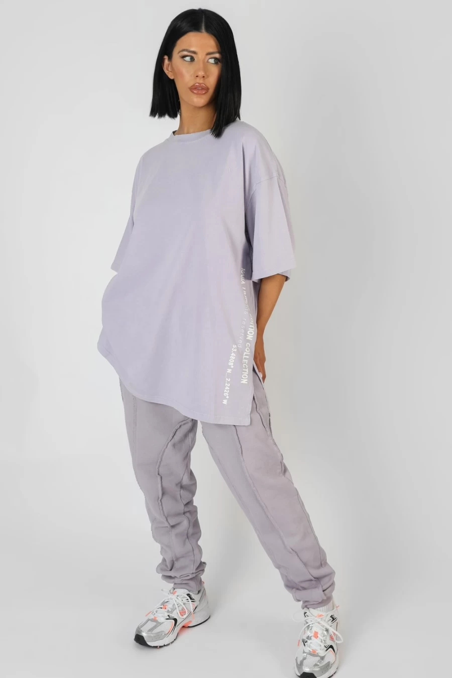 "Public Desire Women's Lilac Oversized Side Slogan T-Shirt"