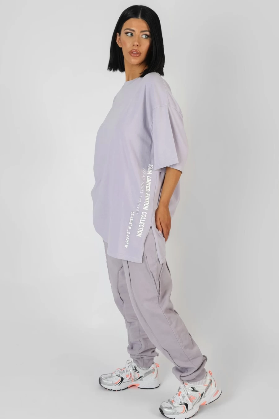 "Public Desire Women's Lilac Oversized Side Slogan T-Shirt"