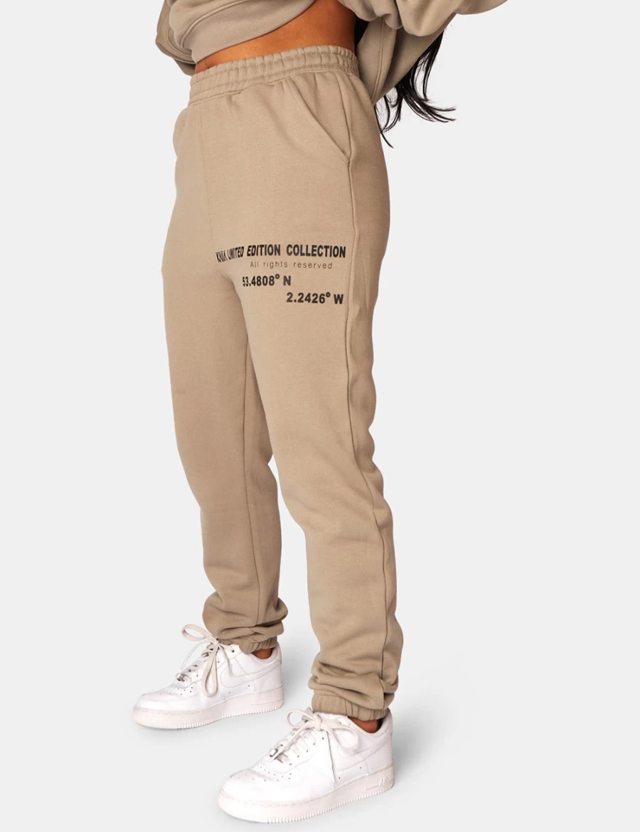 Women's Khaki Oversized Fit Printed Joggers by Public Desire - Elastic Waist Comfortable Lounge Pants