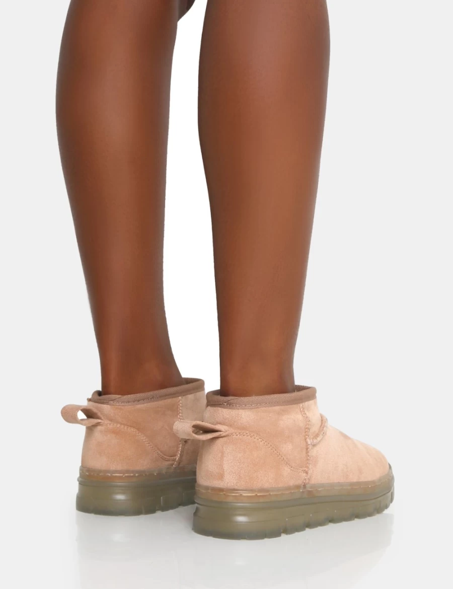 Public Desire Women's Beige Bambi Faux Suede Ultra Mini Ankle Boots