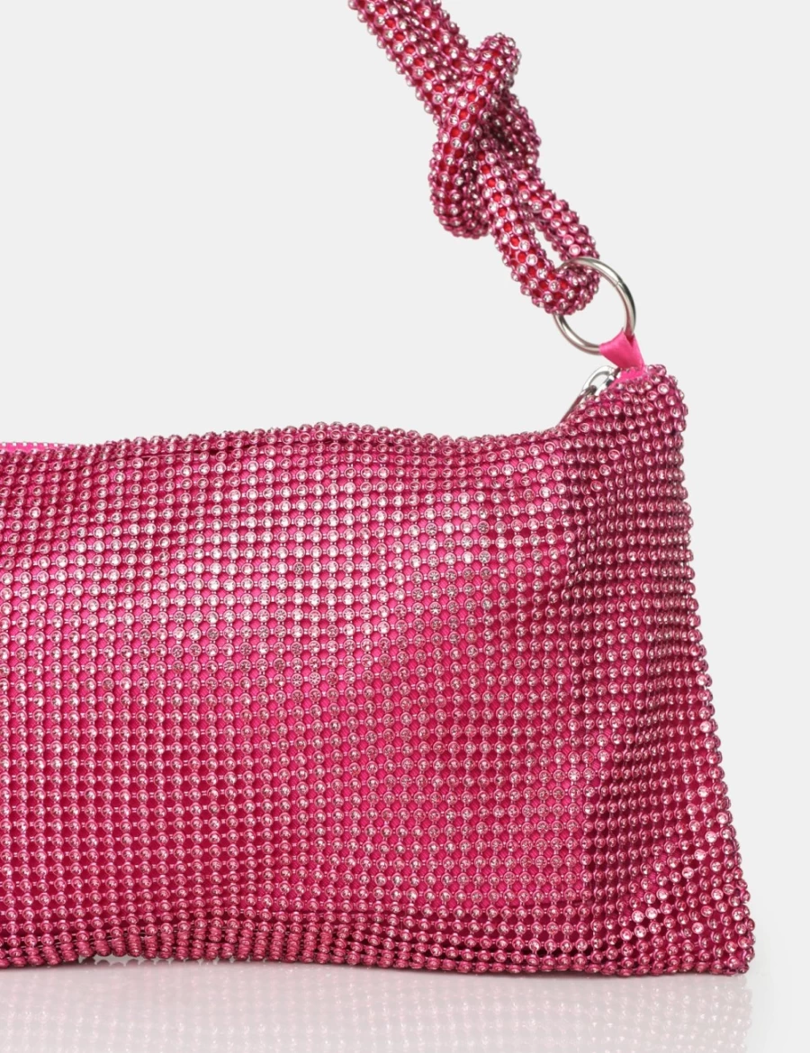 Public Desire Lillia Diamante Pink Women's Bag - Sparkling Rhinestone Clutch for Evening & Parties