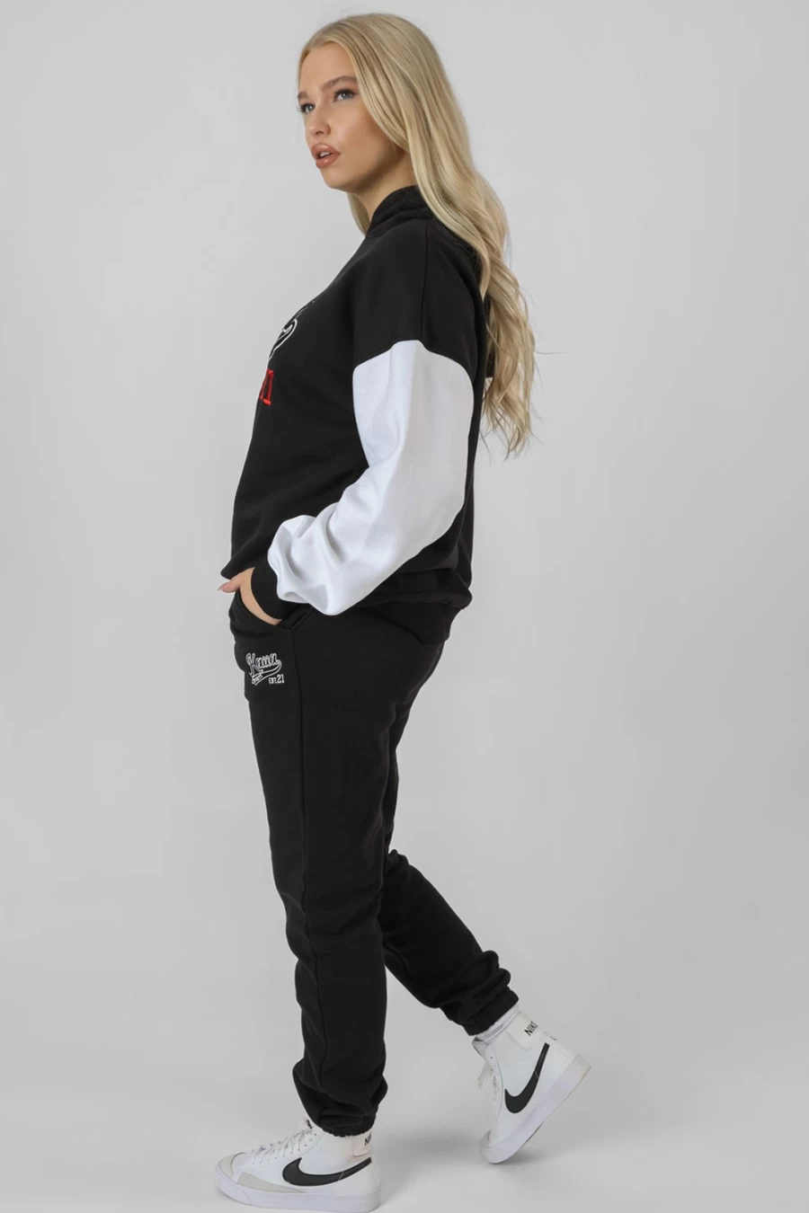 Public Desire Women's Black 90s Varsity Seam Front Joggers