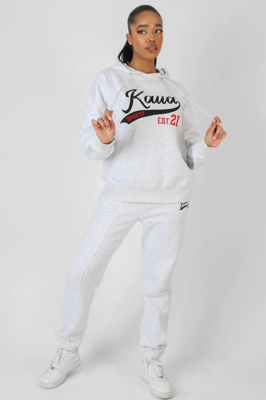 Public Desire Women's Oatmeal 90's Varsity Seam Front Joggers