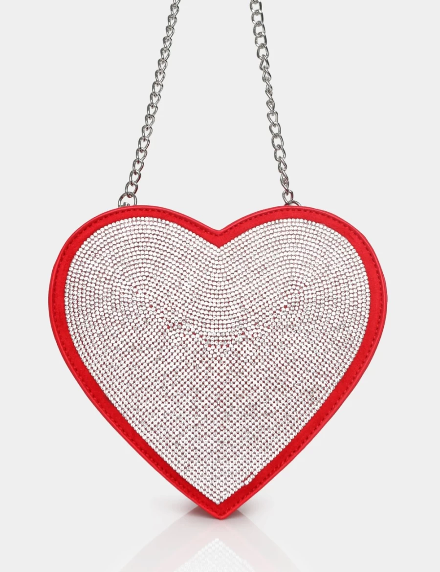 Public Desire Phillippa Pu Red Diamante Bag for Women - Glamorous Evening Clutch