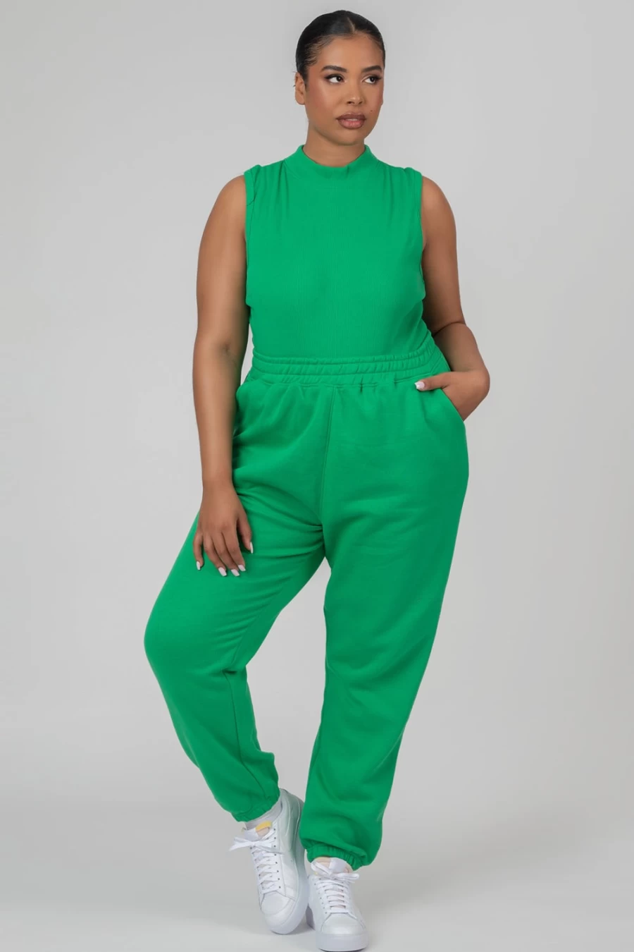 "Public Desire Women's Green Curve High Neck Racer Back Bodysuit"