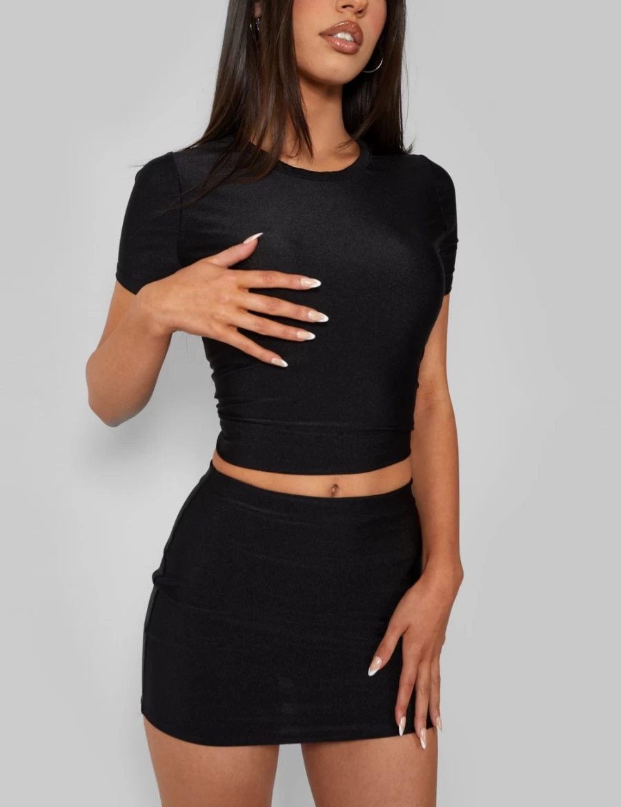 "Public Desire Women's Second Skin Fitted Short Sleeve T-Shirt in Black"