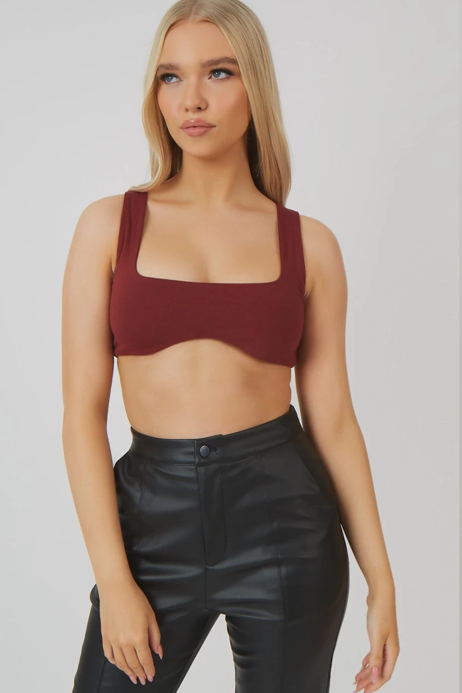 "Public Desire Women's Brown Underbust Detail Crop Top"