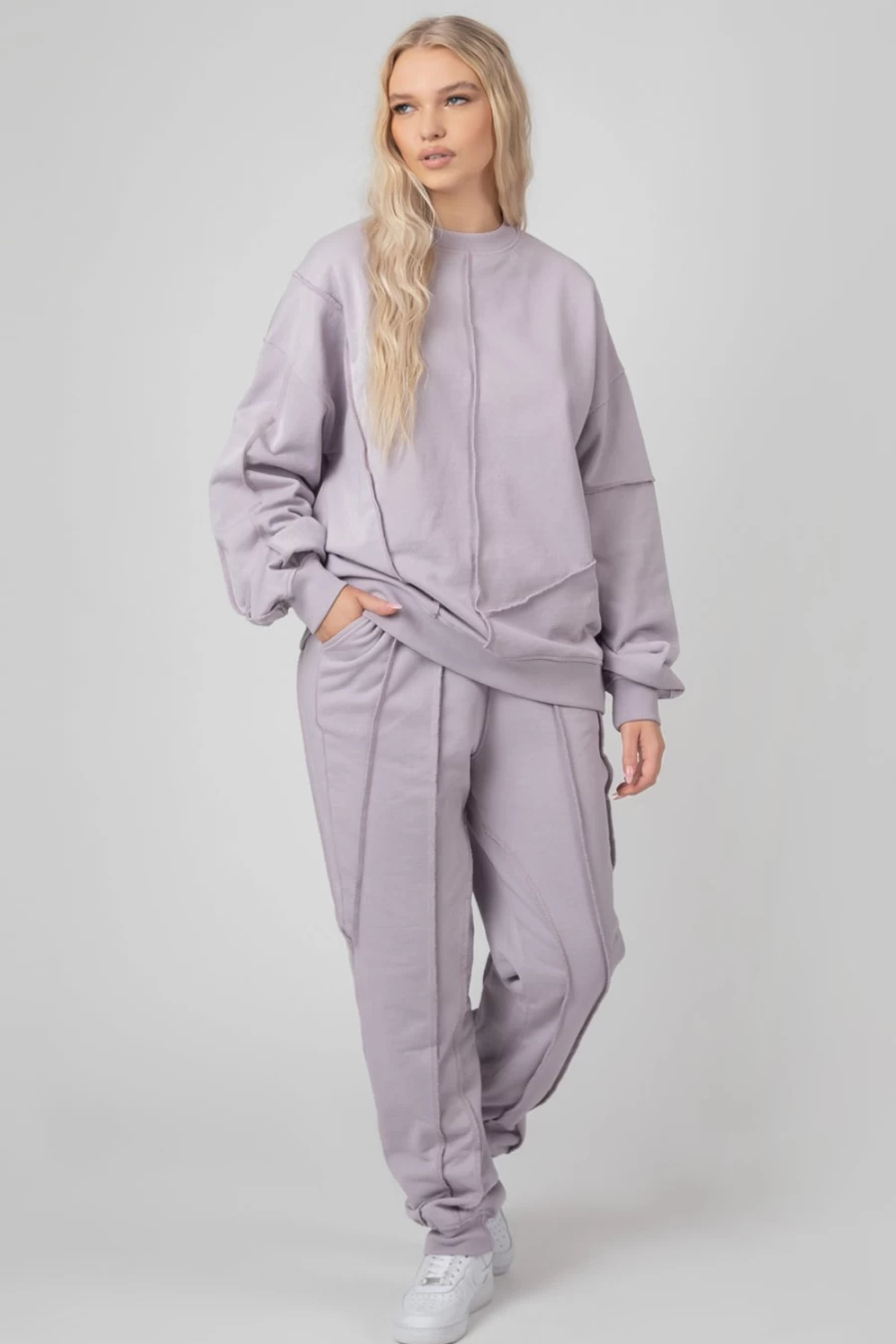 Women's Lilac Oversized Raw Edge Joggers by Public Desire - Loose Fit Comfort Pants