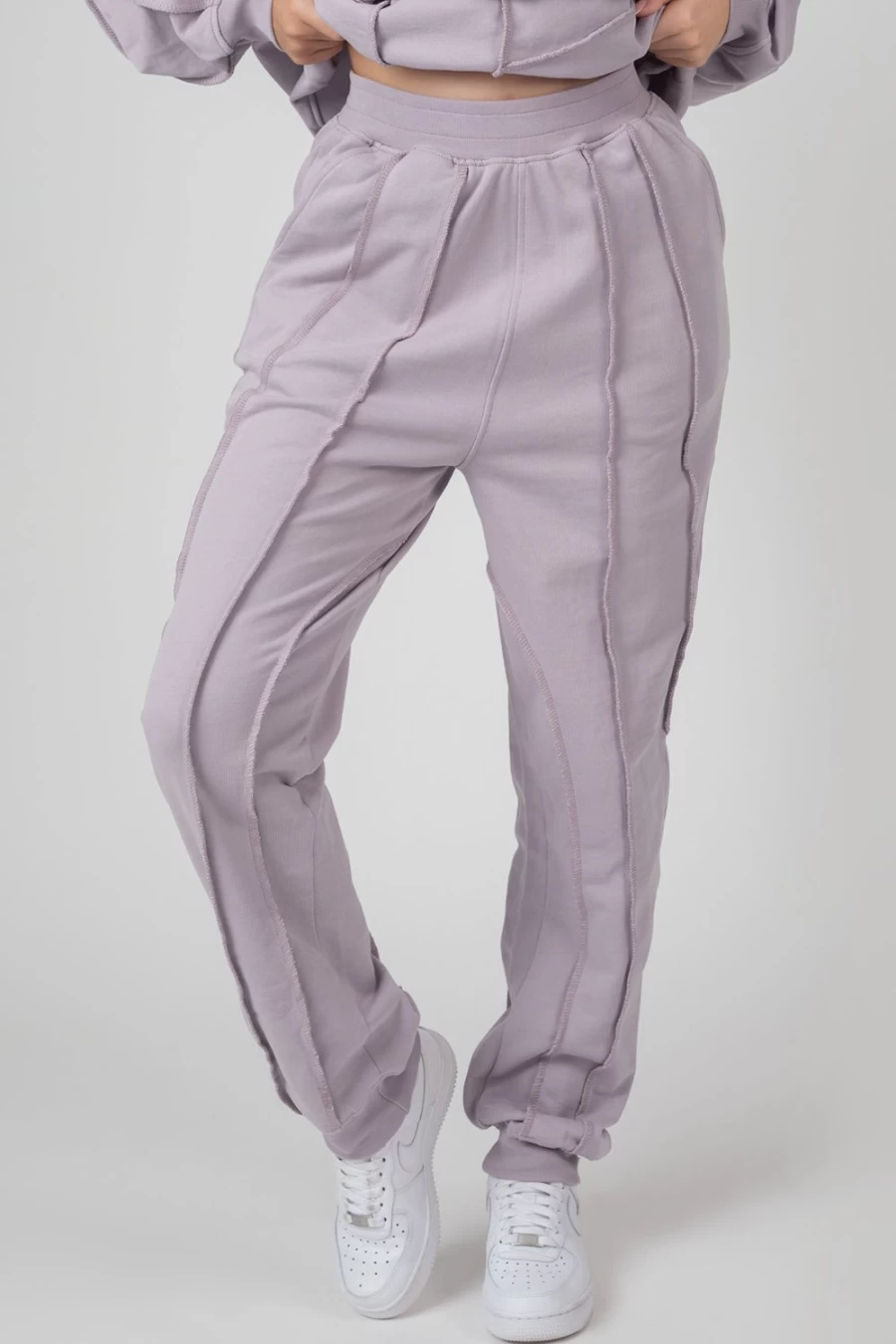 Women's Lilac Oversized Raw Edge Joggers by Public Desire - Loose Fit Comfort Pants