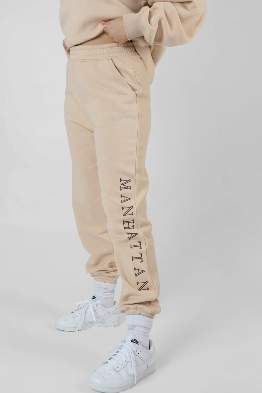 Public Desire Women's Stone 90s High-Waisted Joggers - Retro Manhattan Slogan Sweatpants