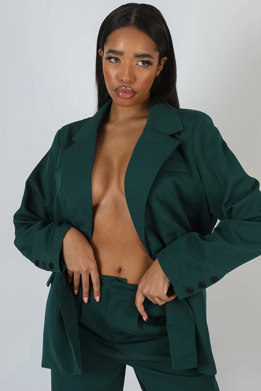 Women's Forest Green Blazer - Public Desire Stylish Dad Jacket