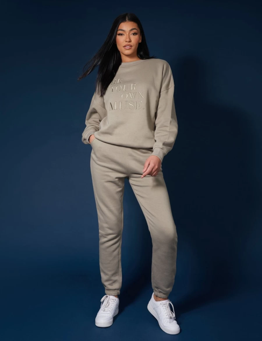 Women's Khaki 90S Oversized Joggers by Public Desire - High Waist Casual Trousers