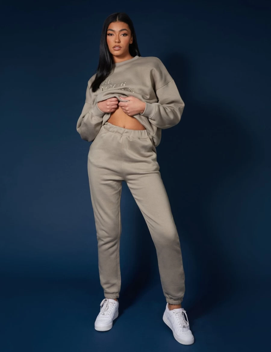 Women's Khaki 90S Oversized Joggers by Public Desire - High Waist Casual Trousers