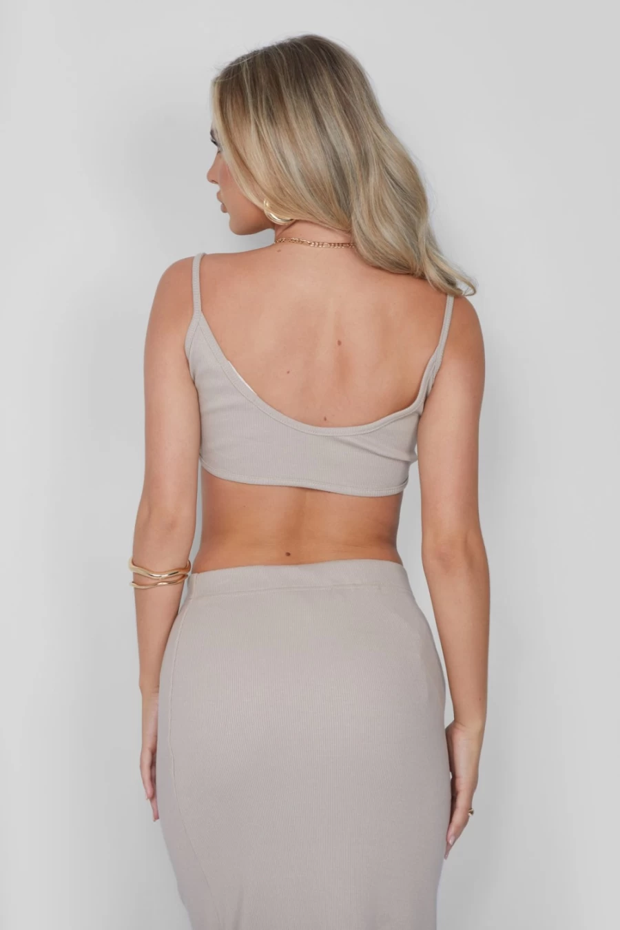Public Desire Women's Ribbed Bralet Top - Stone Color Stylish Comfort