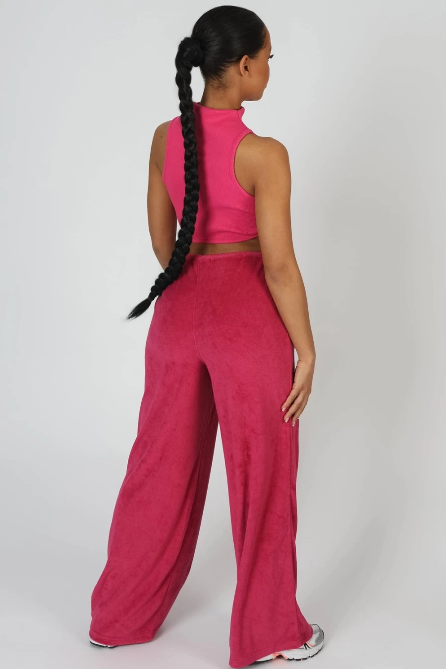 Public Desire Women's Pink Ribbed High Neck Underbust Crop Top