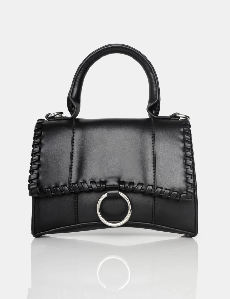 Public Desire Roxi Black Plaited Edge Mini Handbag for Women - Stylish Crossbody Bag