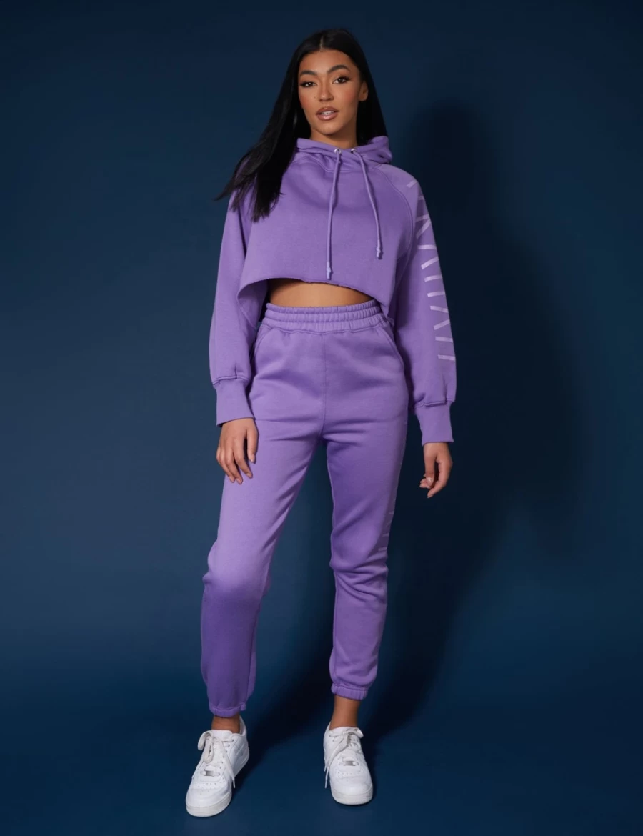 Public Desire Women's Violet 90's Slogan Joggers - Retro High-Waisted Casual Trousers