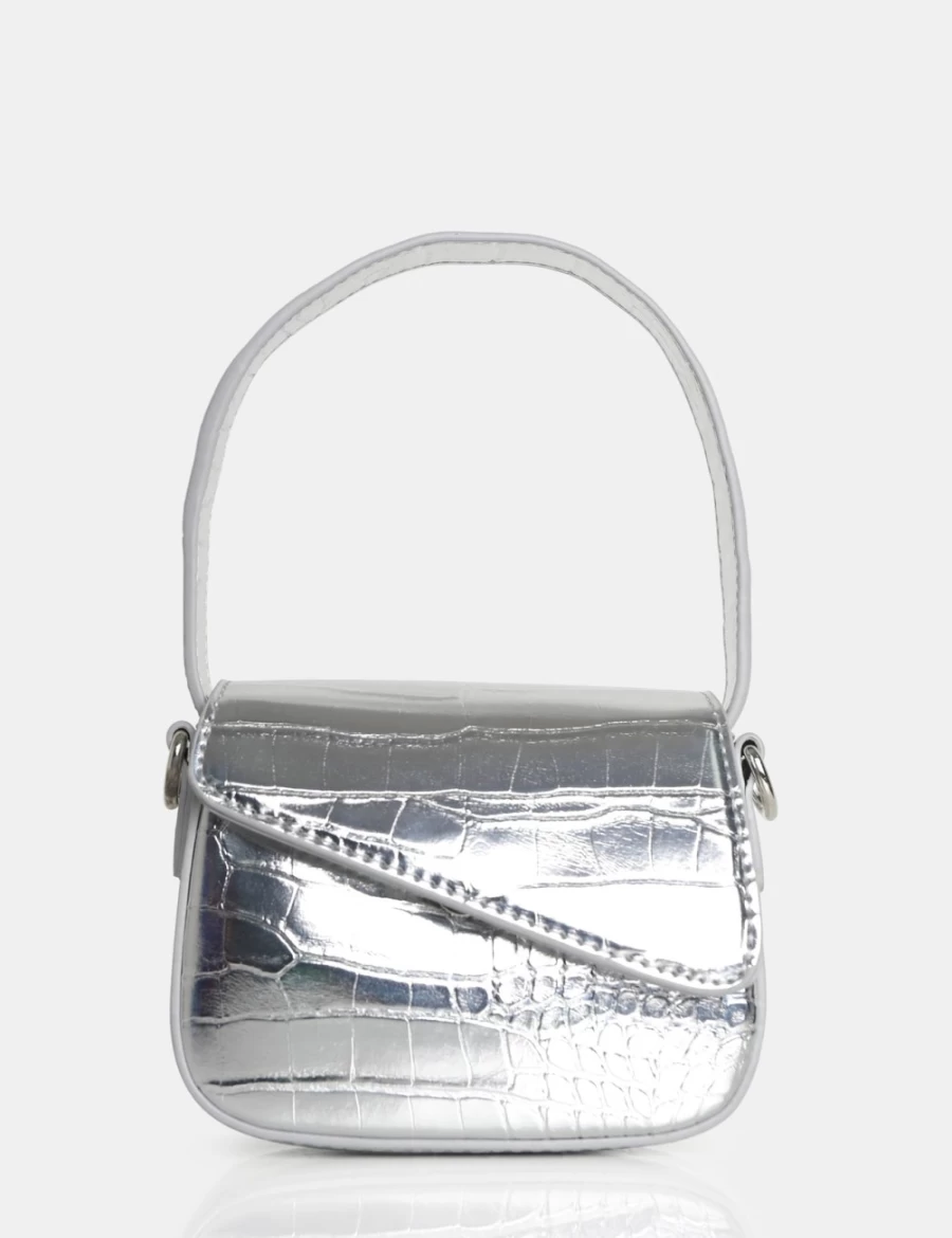 Public Desire Women's Jolee Metallic Silver Mini Grab Bag - Stylish Party Clutch
