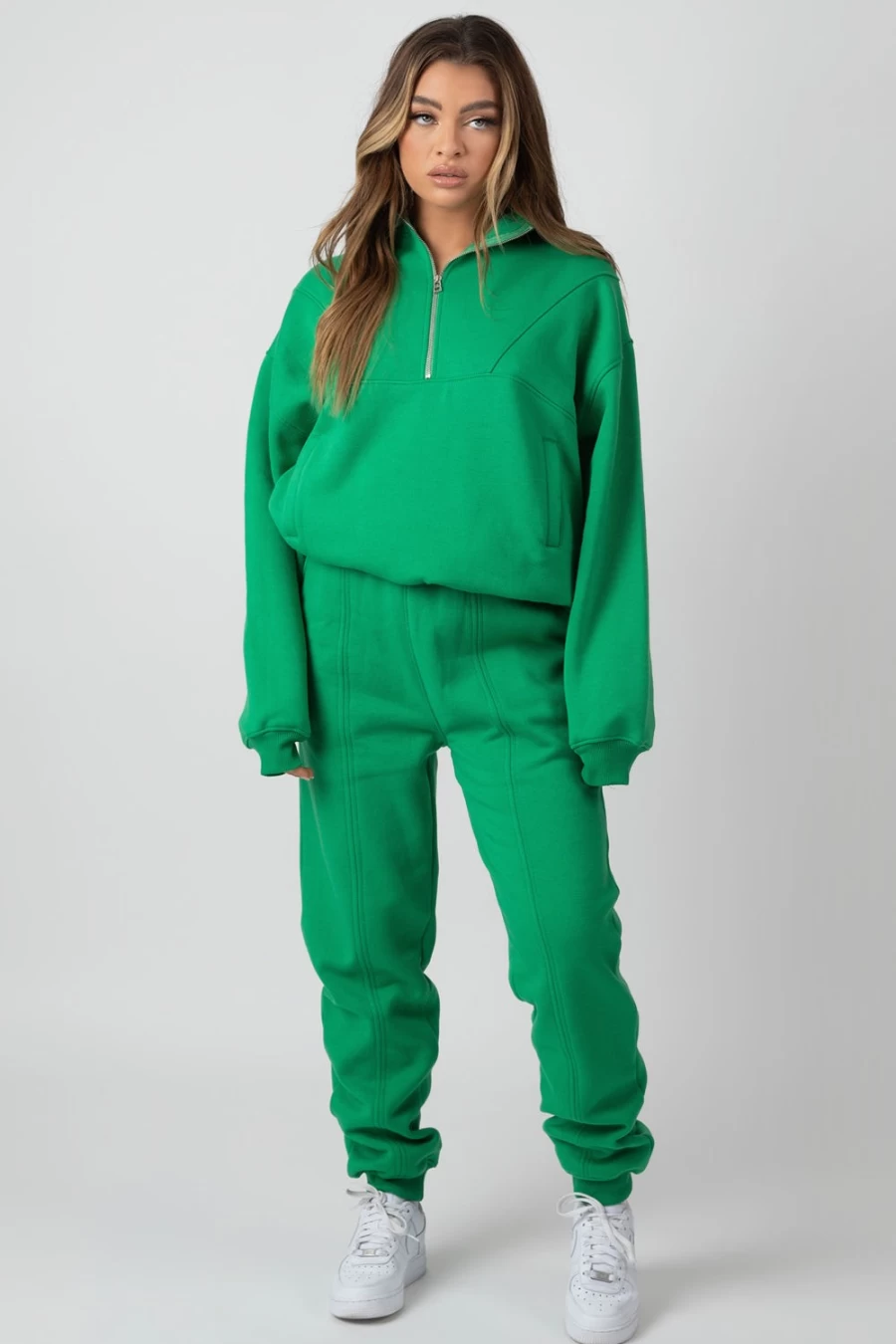 Women's Green 90s High Waisted Oversized Joggers by Public Desire - Retro Seam Front Sweatpants