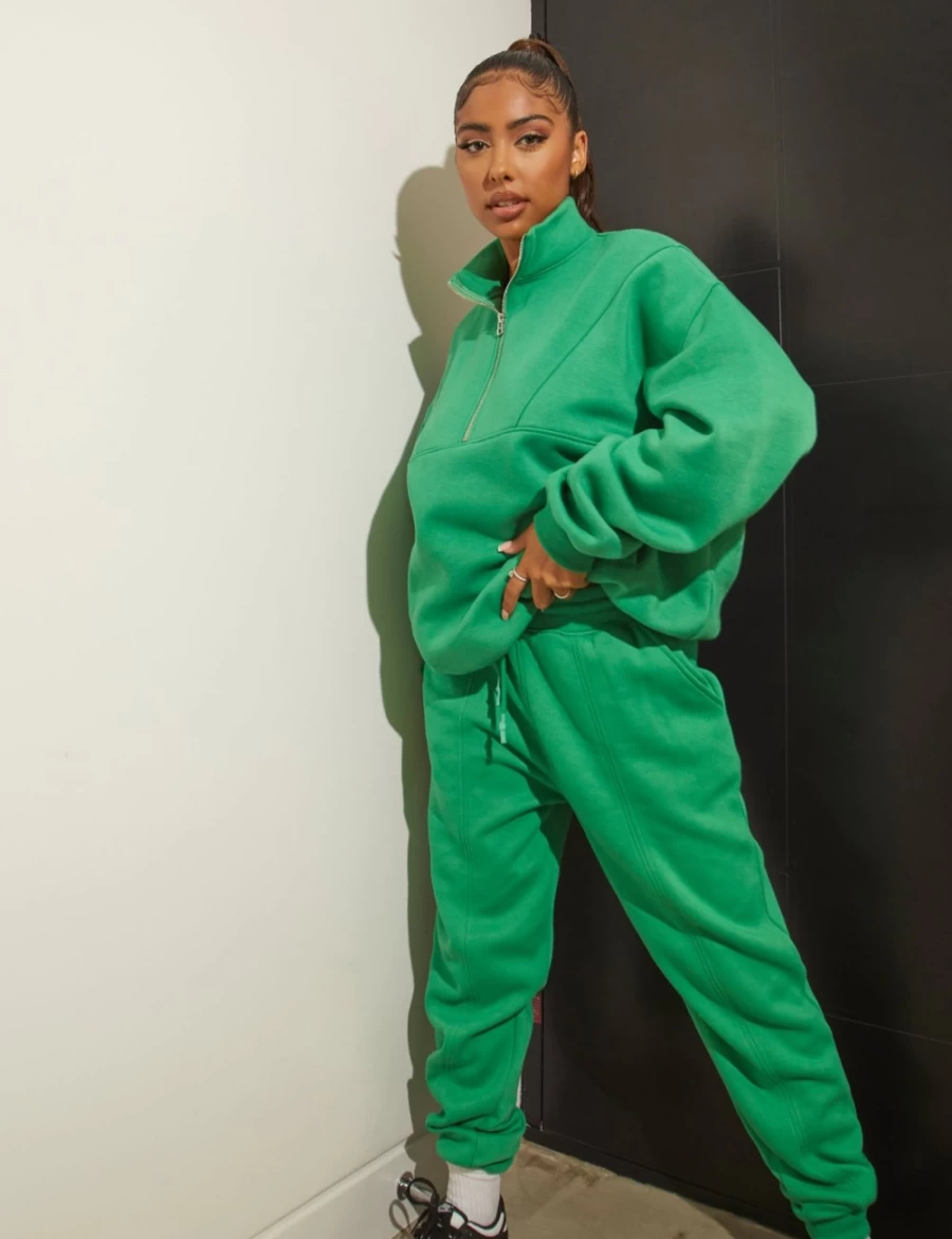 Women's Green 90s High Waisted Oversized Joggers by Public Desire - Retro Seam Front Sweatpants