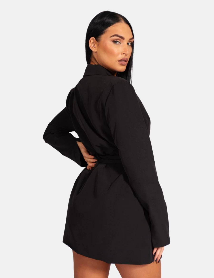 Public Desire Women's Black Wrap Belt Blazer Dress - Stylish Tailored Blazer Dress for Women