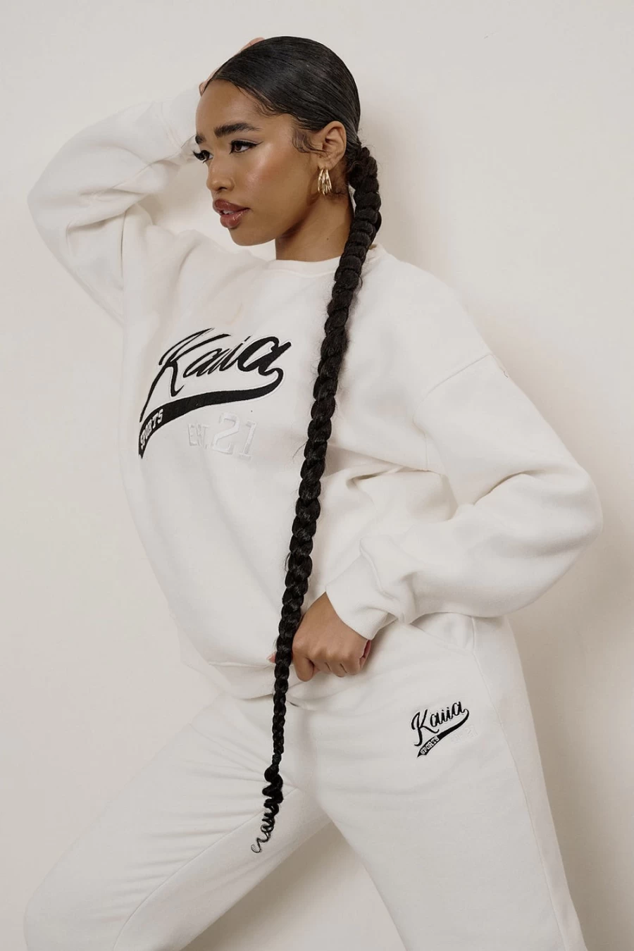 Public Desire Women's Ecru 90's Varsity Embroidery Joggers