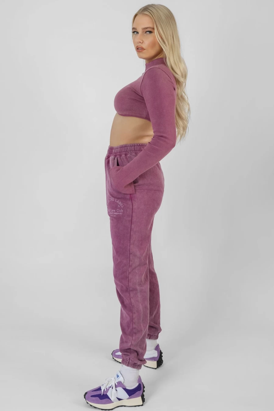 "Public Desire Women's Purple High Neck Underbust Athleisure Top"