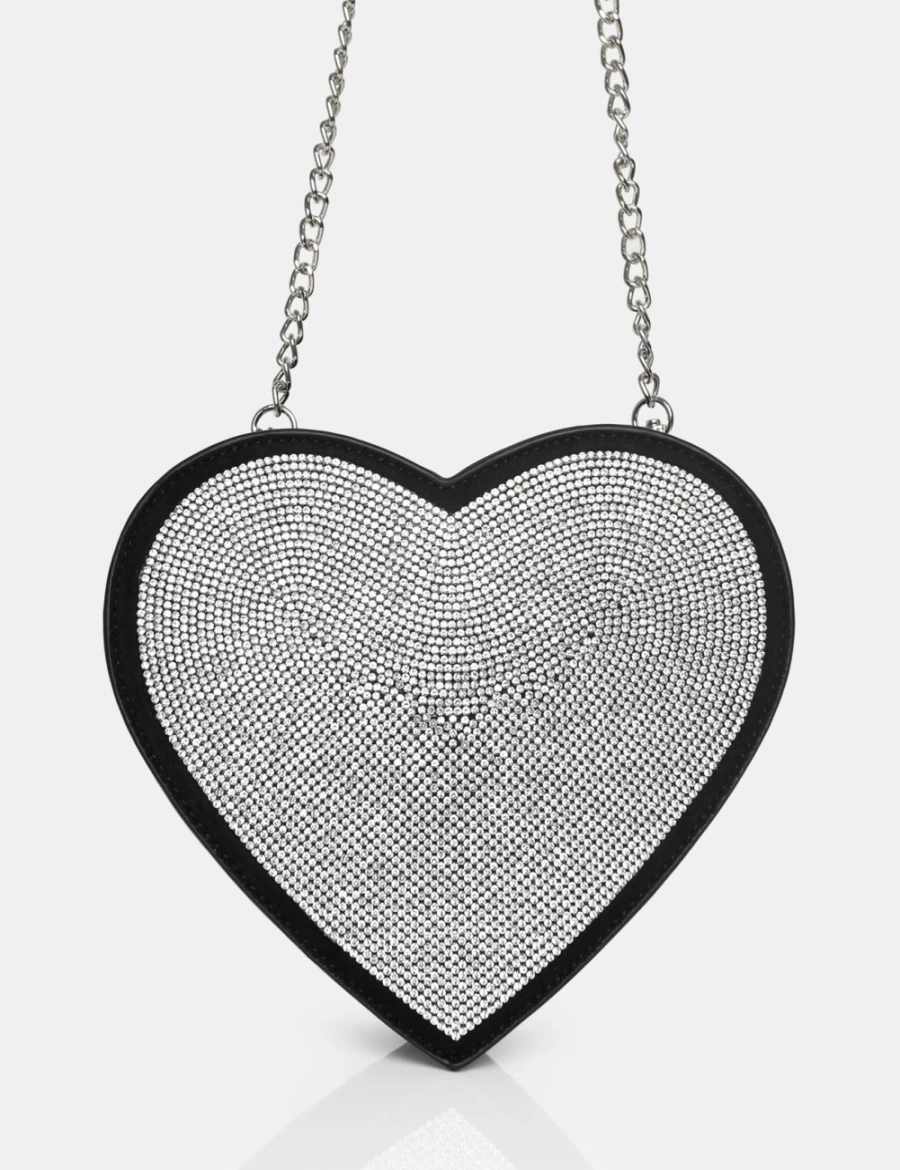 Public Desire Phillippa Pu Black Diamante Bag for Women